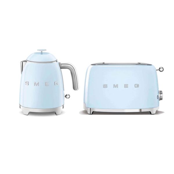 Smeg Pastel blue Retro Kettle and 2 Slice Toaster Bundle