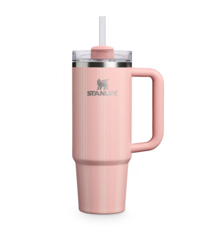 Stanley Limited Edition Peach Rose Picnic Stripe Quencher FlowState Tumbler, 890ml—