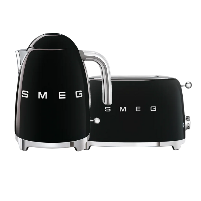 Smeg Black Retro Kettle and 2 Slice Toaster Bundle